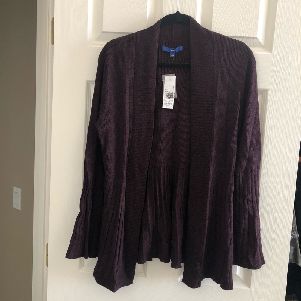 APT 9 Plum Pleated Cardigan